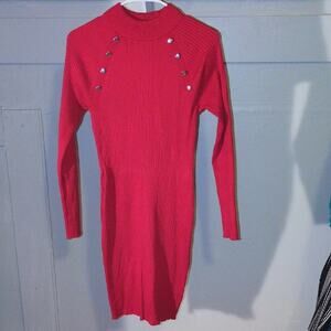 No Boundaries Red Long Sleeve Sheath Dress
